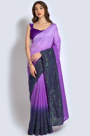 Georgette Sequins Work Saree In Multicolour - SR5540114