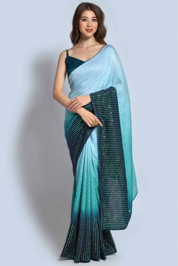 Georgette Sequins Work Saree In Multicolour - SR5540115