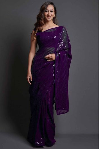 Silk Saree with blouse in Purple colour 5418