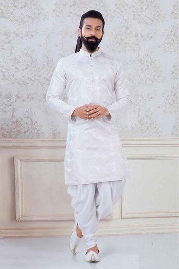 Jacquard Festival Wear Dhoti Kurta In Off White Colour - KP5600023