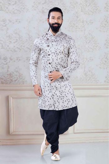 Jacquard Festival Wear Dhoti Sherwani In Cream Colour - SH5600044