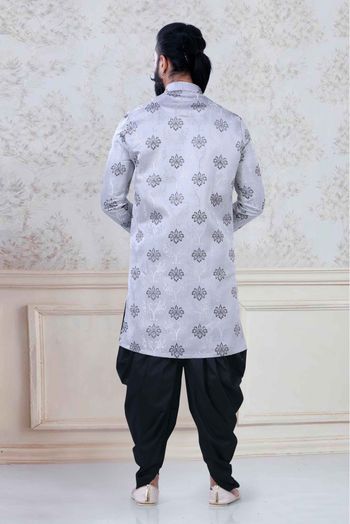 Jacquard Festival Wear Dhoti Sherwani In Grey Colour - SH5600045