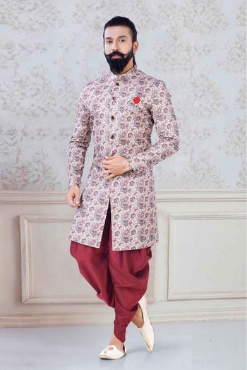 Jacquard Festival Wear Dhoti Sherwani In Multicolour Colour - SH5600043