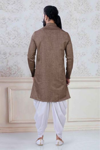 Linen Festival Wear Dhoti Kurta In Brown Colour - KP5600027