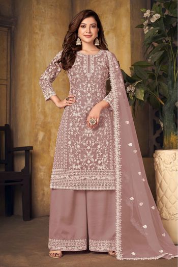 Chinon Chiffon Embroidery Lehenga Suit In Baby Pink Colour - SM3210952