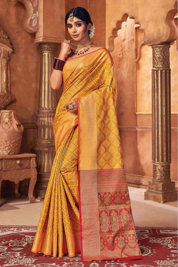 Patola Silk Woven Saree In Yellow Colour - SR5414176