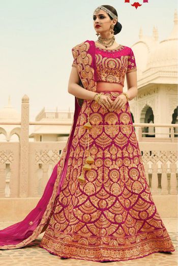 Phantom Silk Embroidery Lehenga Choli In Rani Pink Colour - LD5590003