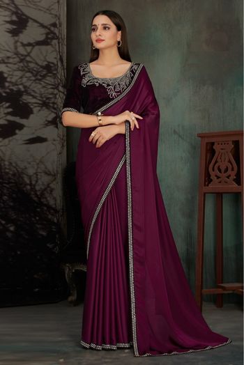 Fabulous Wine Color Ready To Wear Heavy Look Saree – Fabvilla