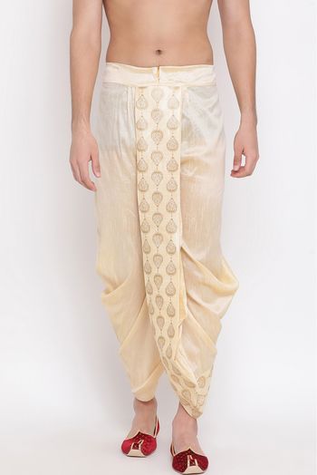 Silk Blend Festival Wear Dhoti In Gold Colour - BM4352088