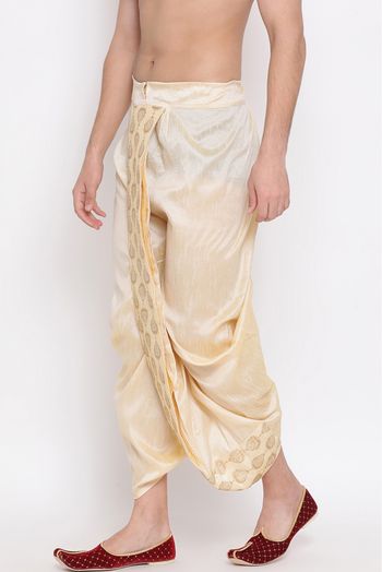 Silk Blend Festival Wear Dhoti In Gold Colour - BM4352088