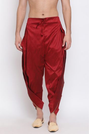 Silk Blend Festival Wear Dhoti In Maroon Colour - BM4352078