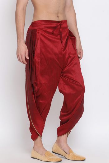 Silk Blend Festival Wear Dhoti In Maroon Colour - BM4352078