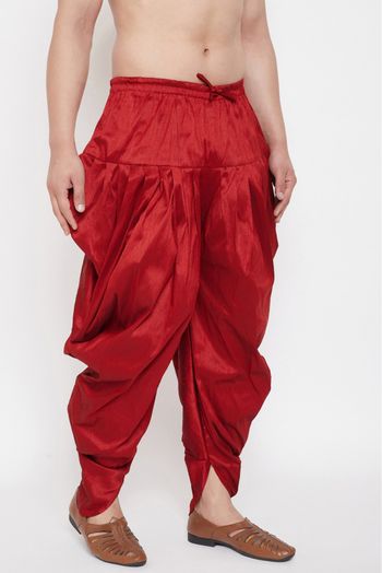 Silk Blend Festival Wear Dhoti In Maroon Colour - BM4352215