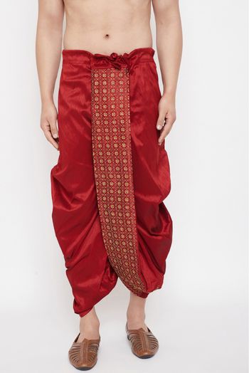 Silk Blend Festival Wear Dhoti In Maroon Colour - BM4352219