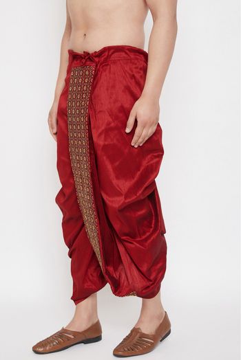 Silk Blend Festival Wear Dhoti In Maroon Colour - BM4352219