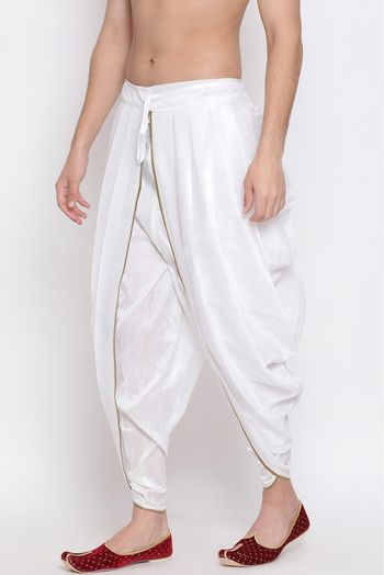 Silk Blend Festival Wear Dhoti In White Colour - BM4352099