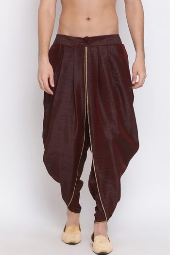 Silk Blend Festival Wear Dhoti In Wine Colour - BM4352101