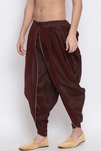 Silk Blend Festival Wear Dhoti In Wine Colour - BM4352101