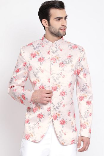 Silk Blend Festival Wear Jodhpuri In Peach Colour - KP4352158