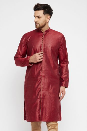 Silk Blend Festival Wear Only Kurta In Maroon Colour - KP4352367