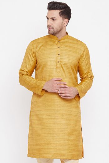Silk Blend Festival Wear Only Kurta In Mustard Colour - KP4352268
