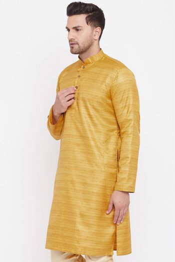 Silk Blend Festival Wear Only Kurta In Mustard Colour - KP4352268