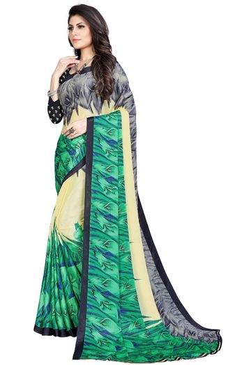 Silk Blend Printed Saree In Multicolour - SR4840350