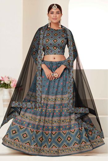 Silk Digital Print Lehenga Choli In Multicolour - LD3880401