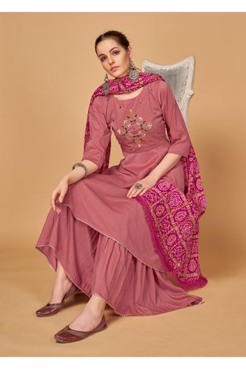 Silk Embroidery Sharara Suit In Pink Colour - SM1357457