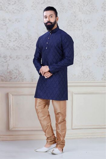 Silk Festival Wear Kurta Pajama In Blue Colour - KP5600034