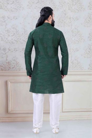 Silk Festival Wear Kurta Pajama In Green Colour - KP5600003