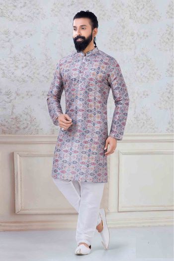 Silk Festival Wear Kurta Pajama In Grey Colour - KP5600009