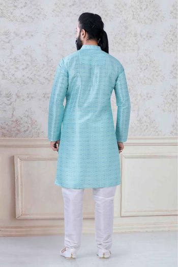 Silk Festival Wear Kurta Pajama In Sky Blue Colour - KP5600012