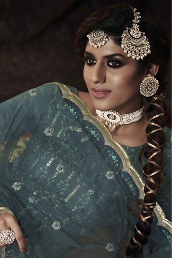 Soft Net Sequins Work Sharara Suit In Blue Colour - SM4900941