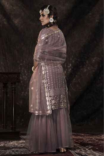 Soft Net Sequins Work Sharara Suit In Purple Colour - SM4900942