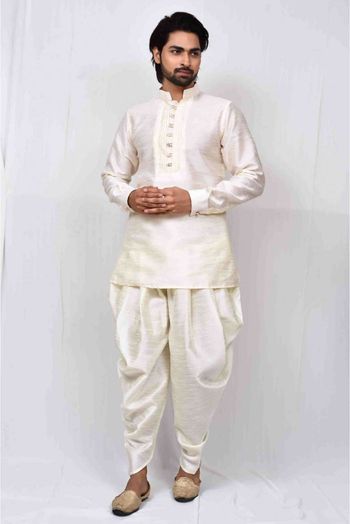 Art Silk Dhoti In Cream Colour - BM5750069