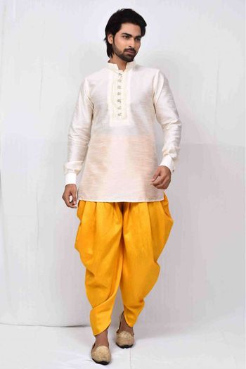 Art Silk Dhoti In Mustard Colour - BM5750067