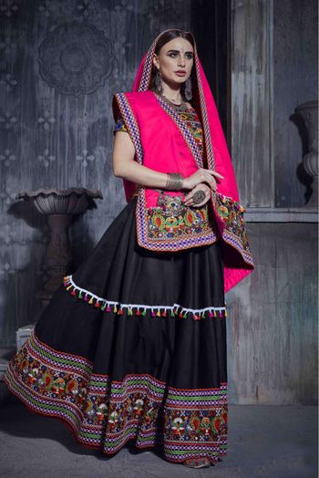 Art Silk Embroidery Lehenga Choli In Black Colour - LD3880541