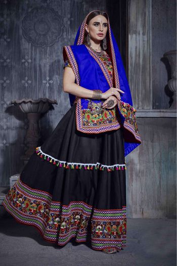 Art Silk Embroidery Lehenga Choli In Black Colour - LD3880542