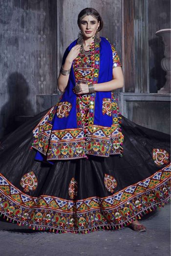 Art Silk Embroidery Lehenga Choli In Black Colour - LD3880550