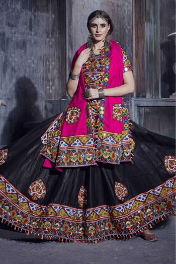 Art Silk Embroidery Lehenga Choli In Black Colour - LD3880551