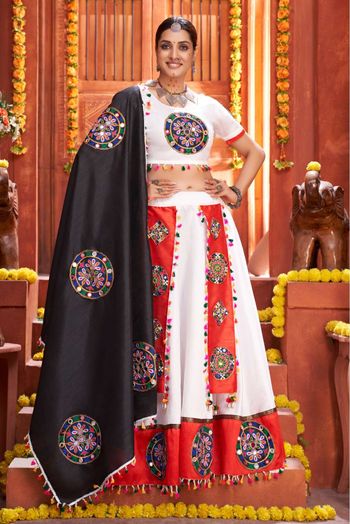 Art Silk Embroidery Lehenga Choli In White Colour - LD3880559