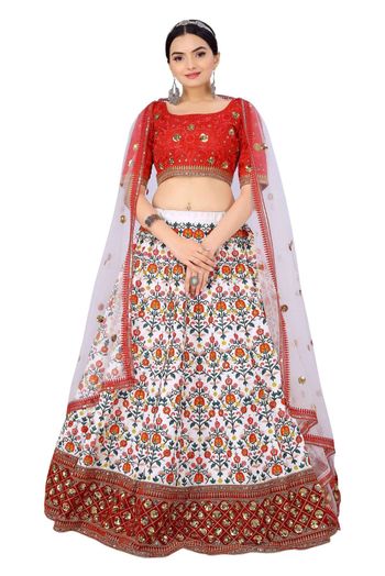 Art Silk Embroidery Lehenga Choli In White Colour - LD5416130