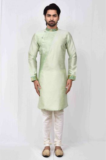 Art Silk Kurta Pajama In Green Colour - KP5750006
