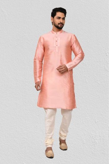 Art Silk Kurta Pajama In Peach Colour - KP5750196