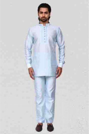 Art Silk Kurta Pajama In Sky Blue Colour - KP5750143