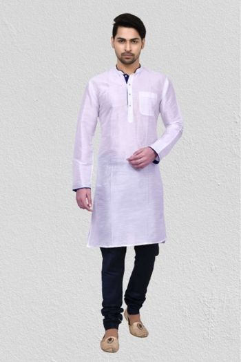 Art Silk Kurta Pajama In White Colour - KP5750173