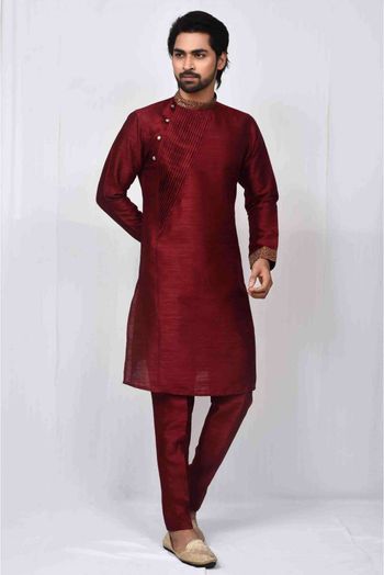 Art Silk Pajama In Maroon Colour - BM5750061