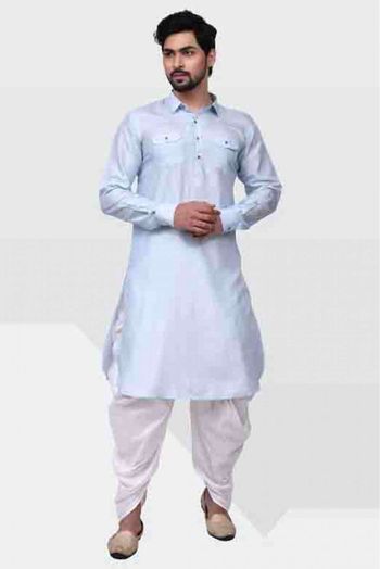 Black Cotton Silk Pathani Suit Set Designer Couture 185MW22