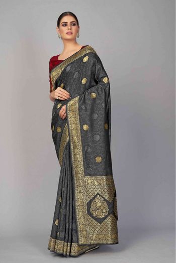 Banarasi Silk Woven Saree In Grey Colour - SR5416245